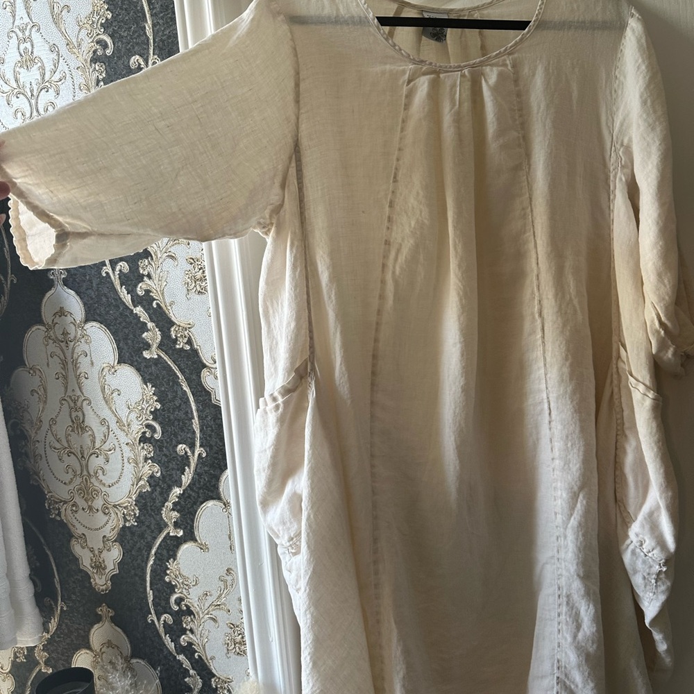 Match Point Cream Linen dress